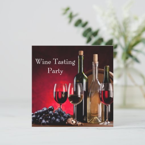 Wine Glasses Bottles Wine Tasting Party Invitation | Zazzle