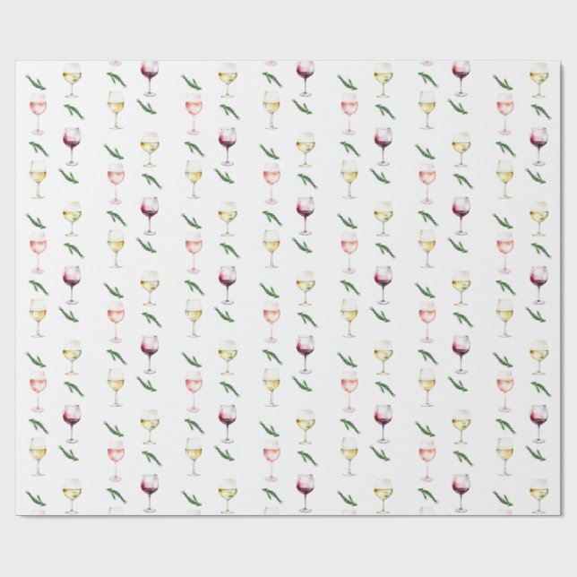 Wine glasses Christmas Novelty wrapping paper (Flat)