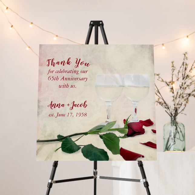 Wine Glasses for 65th Anniversary Party Foam Board (In Situ (Stand))