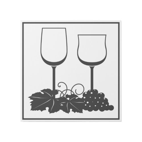 Wine Glasses Grapes Winery Vineyard Black White Gallery Wrap