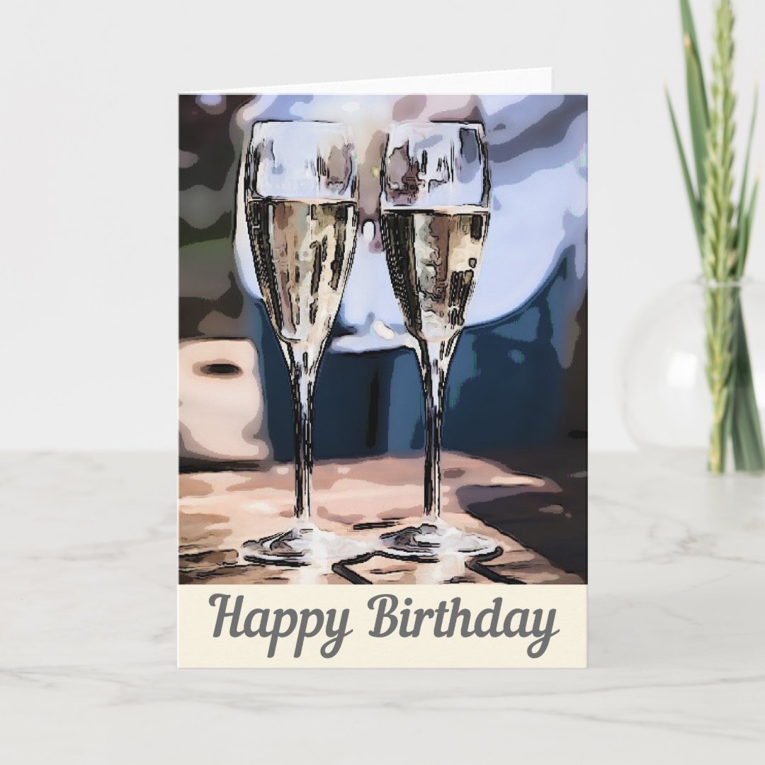 Wine Glasses Happy Birthday Card Zazzle