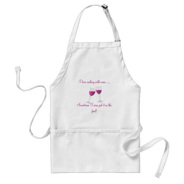 wine-glasses, I love cooking with Wine.Sometime... Adult Apron (Front)