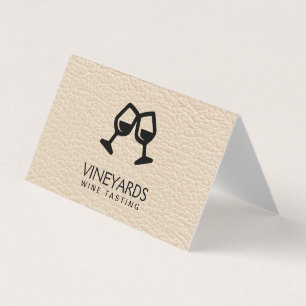 Wine Glasses Leather Texture Business Card