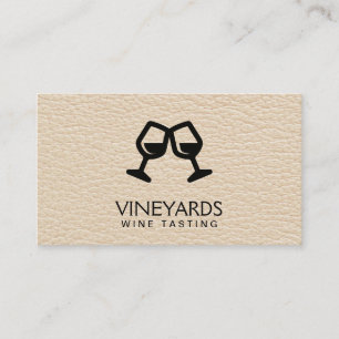 Wine Glasses Leather Texture Business Card