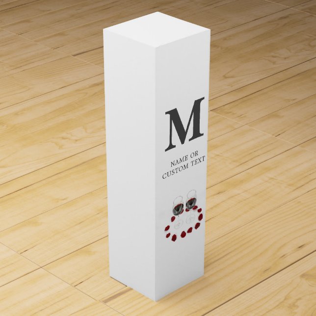 Wine Glasses & Petals Monogram Script Gift Box (Front)