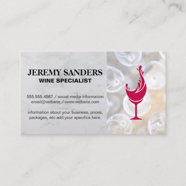 Wine Glasses | Red Wine Glass Splash Business Card (Front)