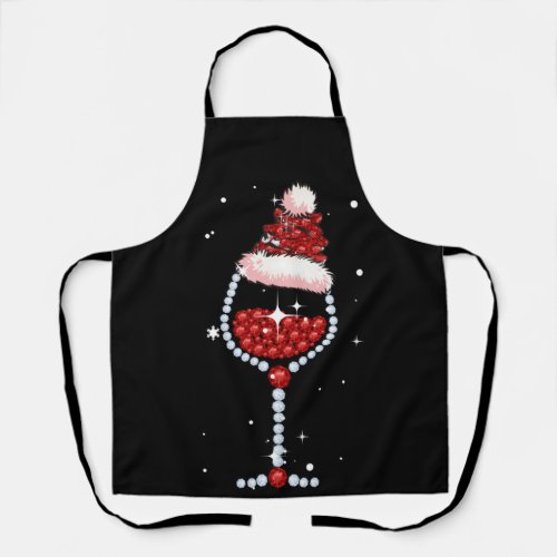 Wine Glasses Santa Hat Christmas Wine Lover Gifts Apron