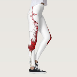 Wine Glasses Splashing Red Wine  Leggings