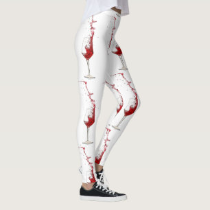 Wine Glasses Splashing Red Wine Leggings