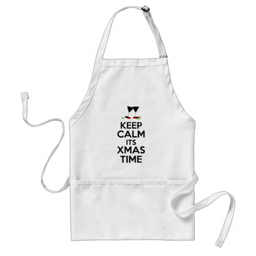 Wine Glasses  Stars _ Keep Calm its Xmas Time Adult Apron