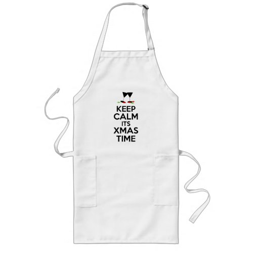 Wine Glasses  Stars _ Keep Calm its Xmas Time Long Apron