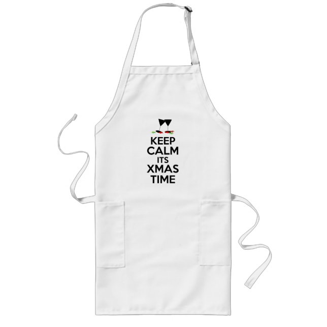Wine Glasses & Stars - Keep Calm its Xmas Time Long Apron (Front)