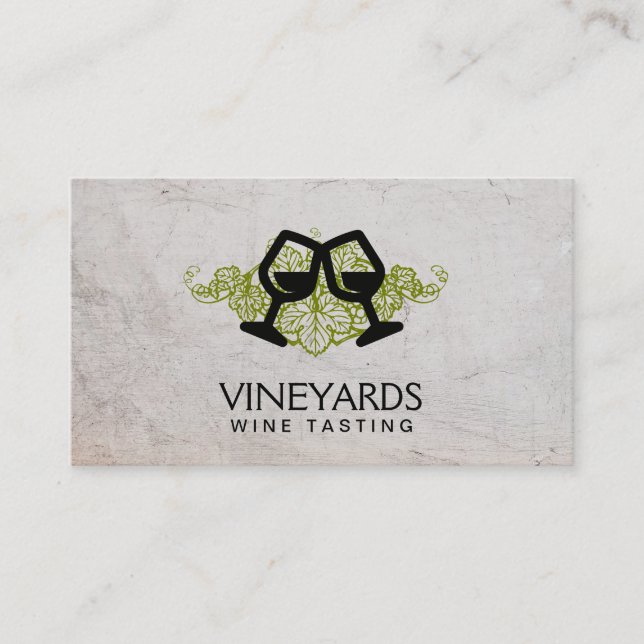 Wine Glasses Toast | Grapes and Vine Business Card (Front)