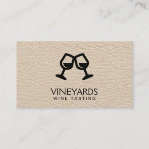 Wine Glasses Toast Leather Business Card