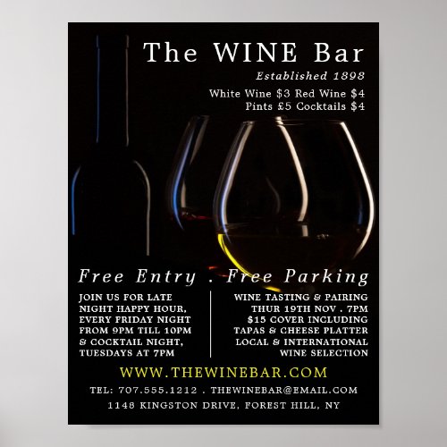 Wine Glasses Wine BarWinery Advertising Poster