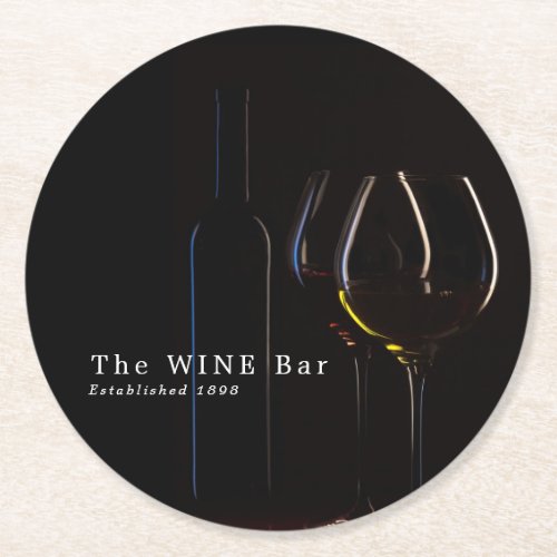 Wine Glasses Wine BarWinery Round Paper Coaster