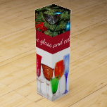 Wine Glasses Wine/Glass Box - Raise a glass<br><div class="desc">colorful glasses wine bottle box with "raise a glass and celebrate"</div>