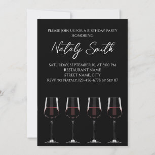 Wine glasses with red wine black elegant  invitation