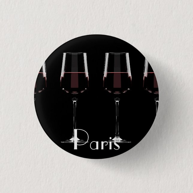 Wine glasses with red wine on black button (Front)