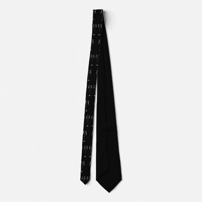 Wine glasses with red wine on black neck tie (Back)