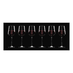 Wine glasses with red wine on black photo print