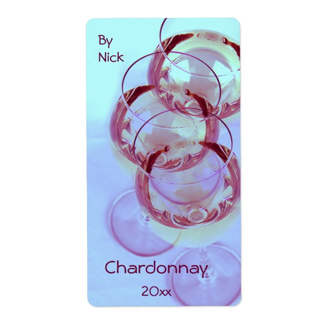 Wine glasses with wine ready for celebration label (Front)
