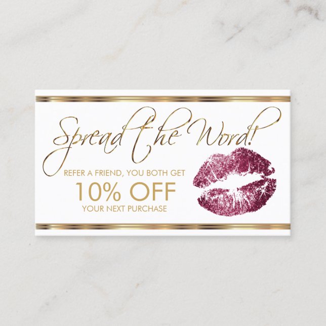 Wine Glitter Lipstick Business Referral Card (Front)