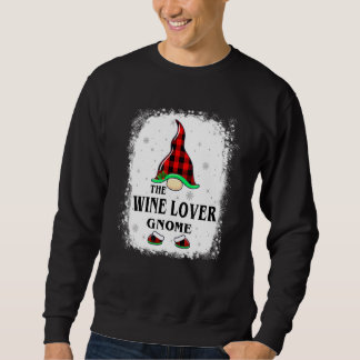 Wine Gnome Buffalo Plaid Matching Family Xmas Paj Sweatshirt