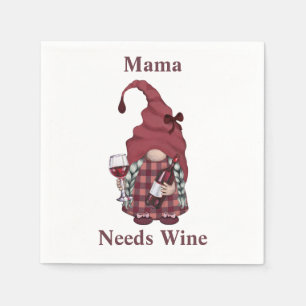 Wine Gnome Mama Needs Wine Personalize Funny  Napkins