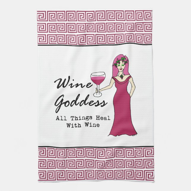 Wine Goddess "All Things Heal.." Towel (Vertical)