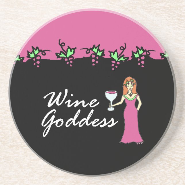 Wine Goddess Divine Grapevine Drink Coaster (Front)
