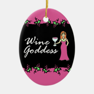 Wine Goddess Divine Grapevine w/Custom Message Ceramic Ornament