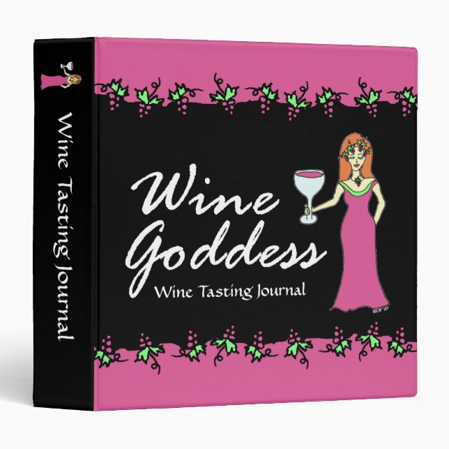 Wine Goddess Grapevine Wine Tasting Journal 3 Ring Binder (Front/Spine)