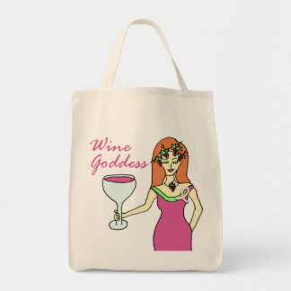 Wine Goddess Pink Ribbon Breast Cancer Awareness Tote Bag