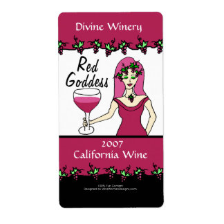 Wine Goddess Red Goddess Custom Faux Wine Labels
