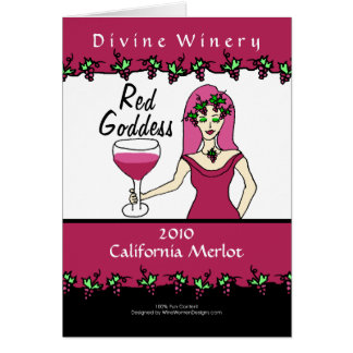 Wine Goddess Red Goddess Faux Wine Label Poster Cards