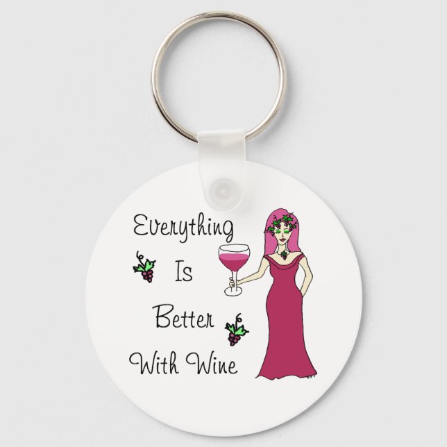 Wine Goddess Simply Divine "Better With Wine" Keychain (Front)