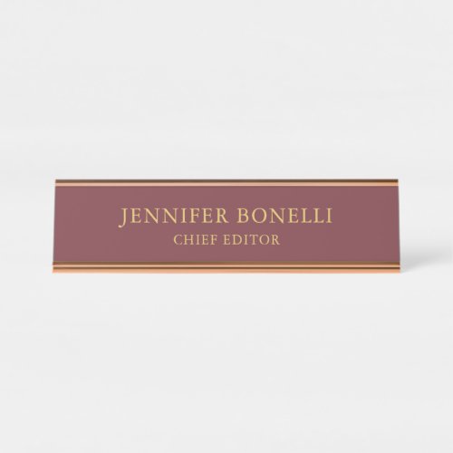 Wine  Gold Color Professional Trendy Modern Plain Desk Name Plate