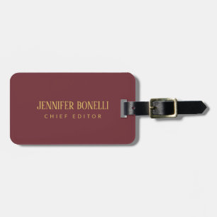 Wine & Gold Color Professional Trendy Modern Plain Luggage Tag