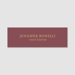 Wine & Gold Color Professional Trendy Modern Plain Name Tag