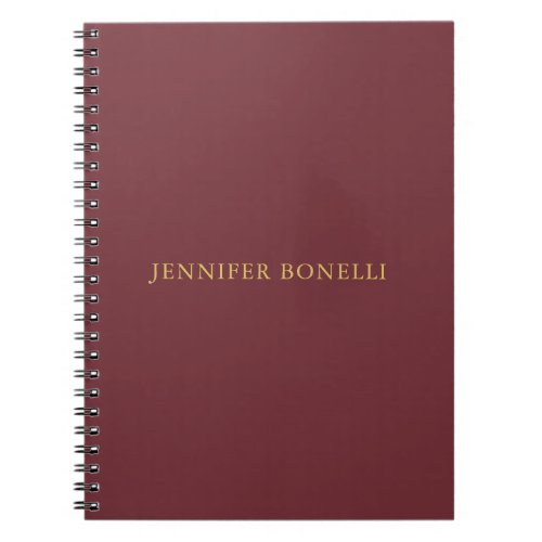 Wine  Gold Color Professional Trendy Modern Plain Notebook