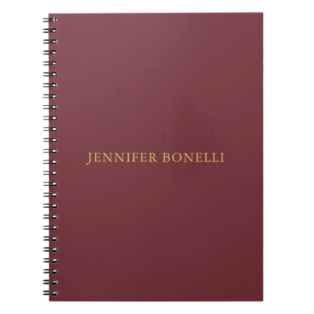 Wine & Gold Color Professional Trendy Modern Plain Notebook (Front)