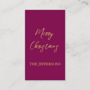 Wine & Gold Colors Merry Christmas Enclosure Card