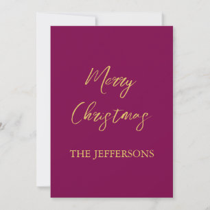 Wine & Gold Colors Merry Christmas Holiday Card