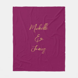 Wine & Gold Colors Professional Trendy Modern Fleece Blanket