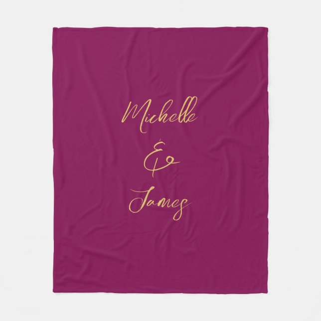 Wine & Gold Colors Professional Trendy Modern Fleece Blanket (Front)