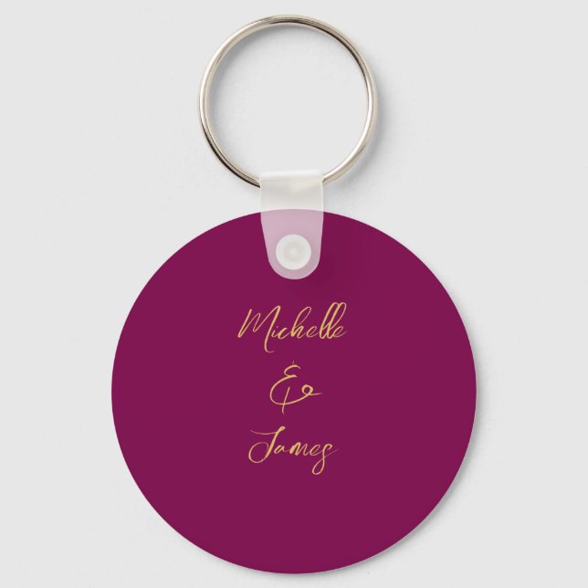 Wine & Gold Colors Professional Trendy Modern Keychain (Front)