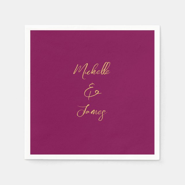 Wine & Gold Colors Professional Trendy Modern Napkins (Front)