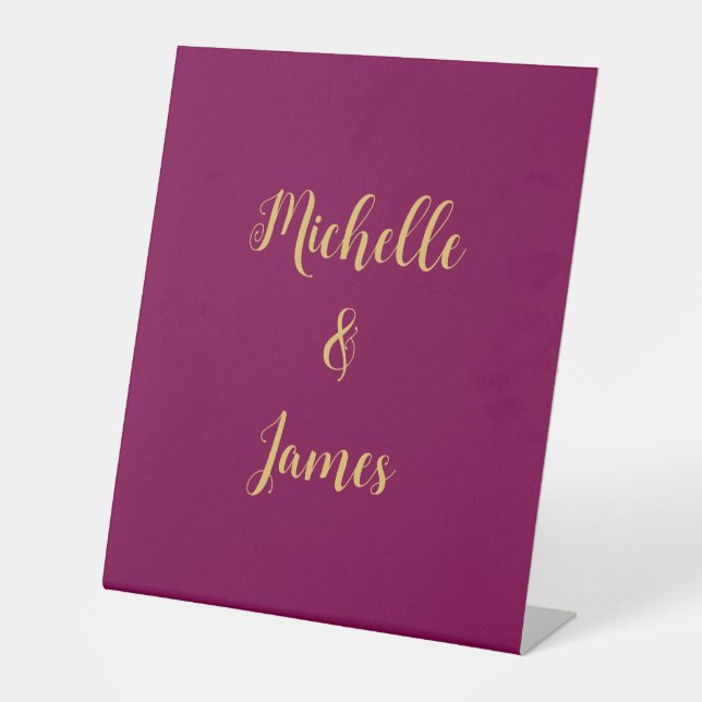 Wine & Gold Colors Professional Trendy Modern Pedestal Sign (Front)