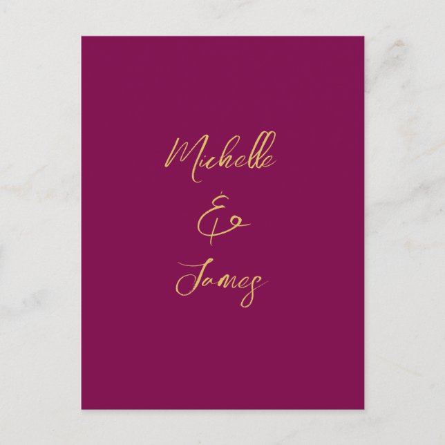 Wine & Gold Colors Professional Trendy Modern Postcard (Front)
